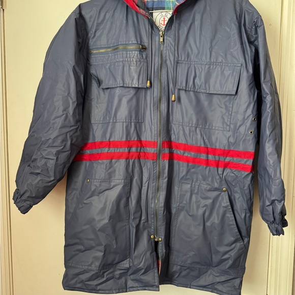 Vintage JG Hook Womens Size L Yellow Rain Jacket Flannel. Lined Plaid Interior - Picture 1 of 6